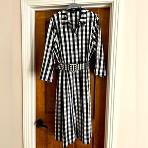 Lafayette 148 black and white checkered dress. Size XL.